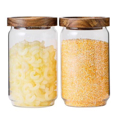 Glass Jar with Lid 3.54 Inch Wide, 25 OZ Airtight Food Storage Containers Glass Set for Coffee Beans| Sugars| Candy, 2 Pack - color: 25oz*2