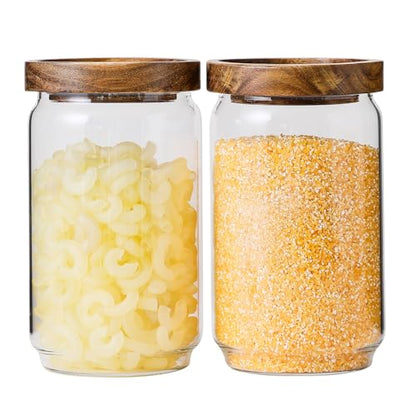 Glass Jar with Lid 3.54 Inch Wide, 25 OZ Airtight Food Storage Containers Glass Set for Coffee Beans| Sugars| Candy, 2 Pack - color: 25oz*2