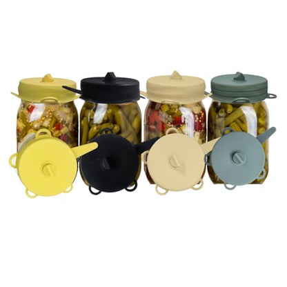 Fermentation Lids Airlock, 4Pack, 2.5-inch Regular, Burping Lid Mason Jar, Fermenting Lid Kimchi, Pickles, Sauerkraut, Fermentation Lids for Mason Jars EasyLid Fermenting Kit - size: 2.5-inch Ferment Lid
