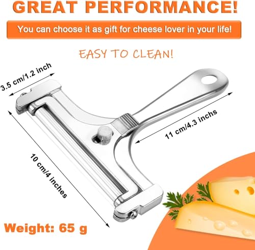 Linwnil 4Pieces Stainless Steel Wire Cheese Slicer Adjustable Thickness Cheese Cutter, Cheese Slicer Spatula Plane for Soft, Semi Soft, Semi-Hard Cheeses Kitchen Cooking Tool - size: 1"