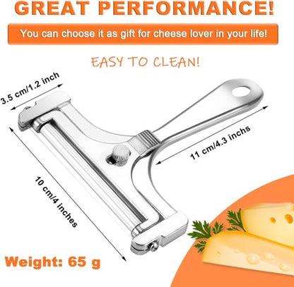 Linwnil 4Pieces Stainless Steel Wire Cheese Slicer Adjustable Thickness Cheese Cutter, Cheese Slicer Spatula Plane for Soft, Semi Soft, Semi-Hard Cheeses Kitchen Cooking Tool - size: 1"