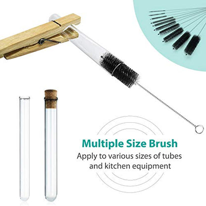 CiaraQ Bottle Cleaning Brushes, 8 Inch Nylon Tube Brush Set | Black Cleaner for Narrow Neck Bottles Cups with Hook, Set of 10pcs - color: Black, size: 8.0 Inch (10pcs)