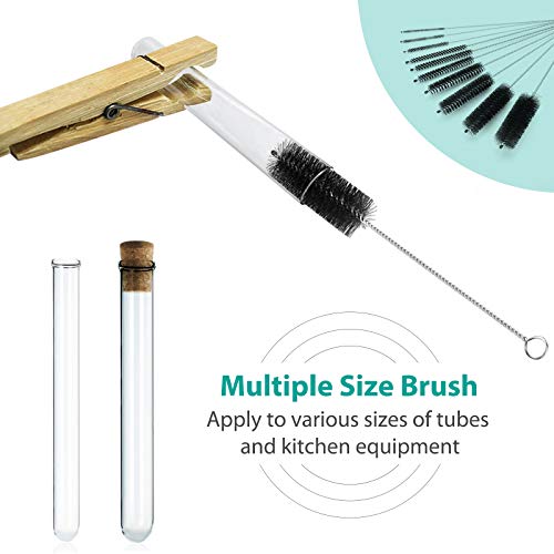 CiaraQ Bottle Cleaning Brushes, 8 Inch Nylon Tube Brush Set | Black Cleaner for Narrow Neck Bottles Cups with Hook, Set of 10pcs - color: Black, size: 8.0 Inch (10pcs)