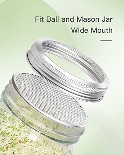 12 Pack Sprouting Lids, 316 Stainless Steel Screen Lid for 86mm Wide Mouth Mason Jar, Alfalfa, Broccoli Mesh Lids (wide mouth 12 PCS) - style: wide mouth 12 PCS