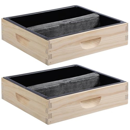 Maxdot 2 Pack 10 Frame Bee Top Hive Feeders for Beehives 4 Gallon for Feeding Water or Sugar Leakproof Refillable Beekeeping Top Feeder with Galvanized Safety Screen for Outside Beekeeping Supplies