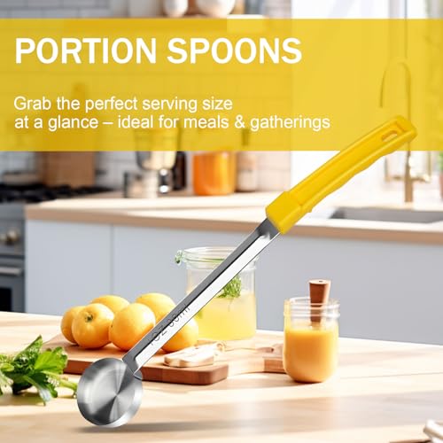 1 Ounce Solid Stainless Steel Portion Control Ladle Spoon - 2Pcs Pizza Sauce Serving Spoons Portion Ladle for Sauces, Perfect for Weight Watchers, Buffets, Parties - size: 1 Ounce, style: 2 PCS
