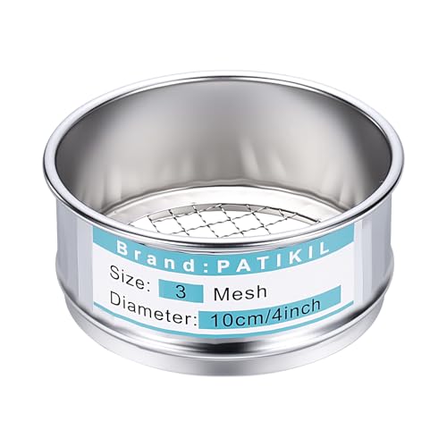 PATIKIL 3 Mesh(7mm) Lab Sieve, 3.9"(10cm) Diameter Sifting Screen 304 Stainless Steel Wire Cloth Fine Mesh Sieve for Industrial Laboratory Home Soil Sifter Dry Sift Screens Hash - size: 3 Mesh(7mm)/3.9"