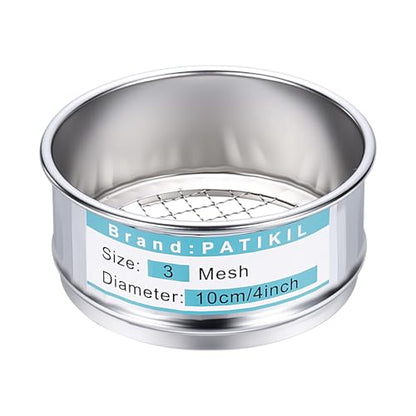PATIKIL 3 Mesh(7mm) Lab Sieve, 3.9"(10cm) Diameter Sifting Screen 304 Stainless Steel Wire Cloth Fine Mesh Sieve for Industrial Laboratory Home Soil Sifter Dry Sift Screens Hash - size: 3 Mesh(7mm)/3.9"