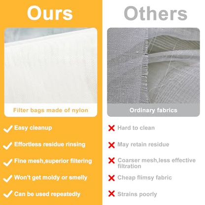 Honey Strainer for 5 Gallon Bucket - 4 Pack Fine Mesh Filter Bags with Adjustable Drawstring - Reusable Beekeeping Straining Bags for Honey, Jelly, and Food Grade Filtering