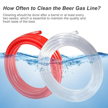 15FT CO2 Hose Beer Line Dual Lines Kit，ID 3/16" Beer Line Tubing & ID 5/16" CO2 Gas Line Kegerator Replacement Line Food-Grade PVC Tubing Draft Beer Keg Faucet Tubing with 8 PCS Hose Clamps - size: 15Ft Beer Line +15Ft Gas Line