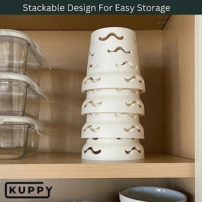 Kuppy Silicone Water Bottle Drying Rack - Fast-Dry Bottle Dryer for 20-64oz Cups - Reusable Food Storage Bag Drying Rack - Compatible with Stanley, Owala, Stasher (Green, 4-Pack) - color: Green