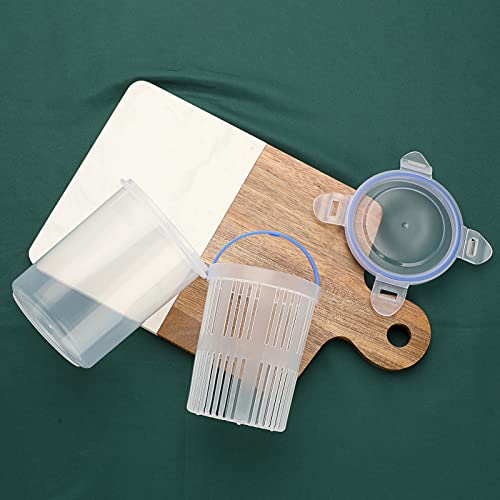 JUXYES Plastic Pickle Jar with Strainer Flip, Transparent Pickle Storage Container with Strainer Insert, Pickle Jar Juice Separator Dry Wet Separation, Pickle And Olive Container with Lock