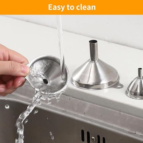 3-Pack Stainless Steel Funnel Set - Small Mouth Funnels for Wine, Oil, Liquor & Kitchen Liquids, Food Grade Metal Funnels for Efficient Pouring, Dishwasher Safe Bar & Home Accessories