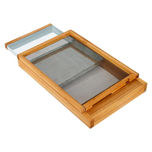Honey Lake Langstroth Bee Hive Screened Bottom Board Dipped in 100% Beeswax with Entrance Reducer, Screen Bottom Board for Beehive 8 Frame with Solid Wood, Beehive Separated Board Beekeeping Supplies - size: 8-Frame