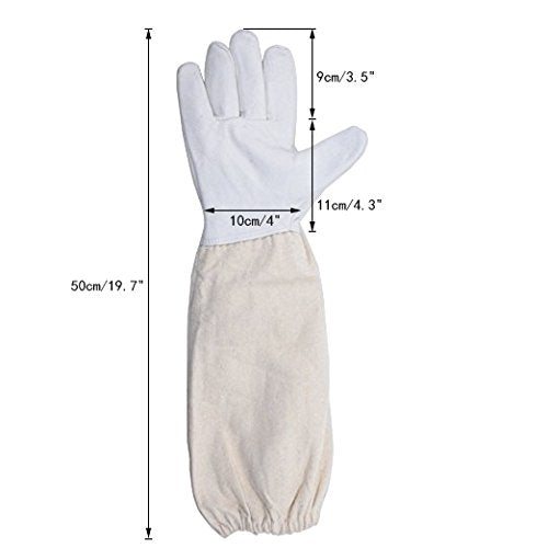 KINGLAKE Beekeeping Gloves Bee Hive Gloves Goatskin Beekeeping Protective Glove with Sleeves Large for the Beginner Beekeeper - size: Large (Pack of 2)
