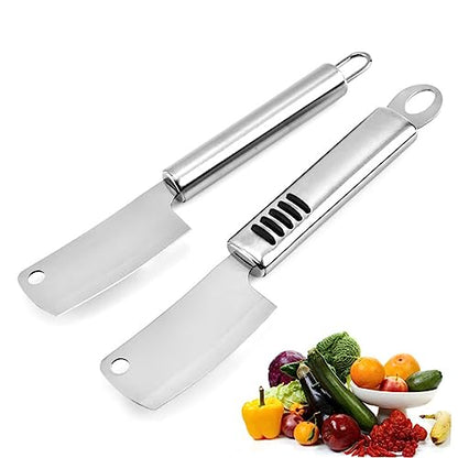 Healifty 2pcs Stainless Steel Mini Kitchen Knife Chopping Cheese Spatula Butter Knife Serrated Multi-function for Home Restaurants and Catering