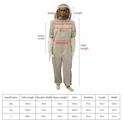 Beekeeping Suit Professional Protective Clothing Beekeeping Protective Equipment Apicultura Clothes Beekeeper Costume Veil Hood Hat Anti-Bee (Protective Gloves XX)