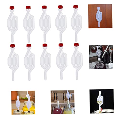 Wine Fermentation Airlock Kit Stopper Exhaust Valve High Transparent S Shape for Brew Beer Wine Making 10PCS Red Home Kitchen Tools