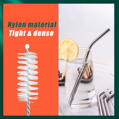9-Pack Thin Long Handle Bottle Brushes, Stainless Steel Wire Cleaners with Boar Bristle & Wool Tip, Flexible Narrow Neck Cleaner for Wine Bottles, Tubes, Straws, Pipe, Hose & Decanter