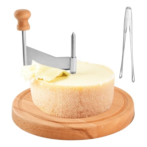 Cheese Curler Wheel, Stainless Steel Cheese Shaver with Sharp Blade Wood Base for Create Beautiful Rose, Ideal Cutter for Tete de Moine Curler and Chocolate Shavings and Curls