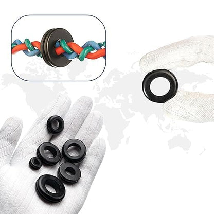 Rubber Grommets kit for Wiring- 205pcs Assorted in 9 Sizes 1",1/2",1/4", 3/4", 3/8", 5/8", 5/16", 7/8",7/16 "-Waterproof & Tear Resistant Firewall Grommets Perfect for Safe Sealing in Automotive. - size: 9 Sizes-205pcs