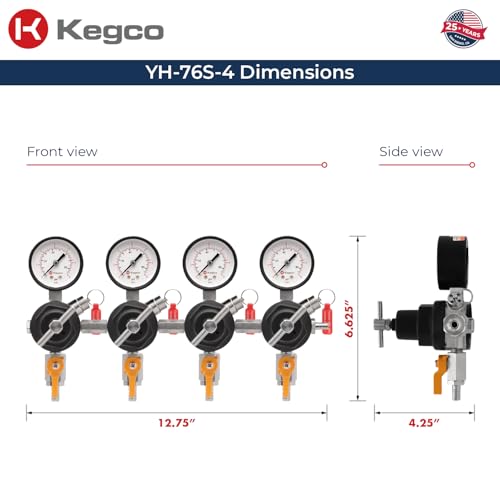 Kegco Secondary Regulator, Four Gauge