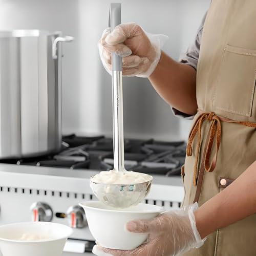 OCS Parts Professional Series Stainless Steel Culinary Ladle | 12 Ounce | Heat Resistant PVC Handle, Dishwasher Safe 15-Inch Soup Ladle for Home and Commercial Kitchens - size: 12 Ounce