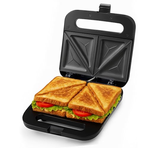 OVENTE Electric Sandwich Maker with Non-Stick Plates, Indicator Lights, Cool Touch Handle, Easy to Clean and Store, Perfect for Cooking Breakfast, Grilled Cheese, Tuna Melts and Snacks, Black GPS401B - color: GPS401B