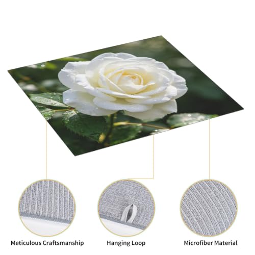 White Rose Dish Drying Mat for Kitchen Counter, Absorbent Microfiber Drainer Mats, Non-slip Kitchen Draining Mat for Coffee Machine Dish Rack Pad 18"x16" Dish Drainer Pad - color: White Rose