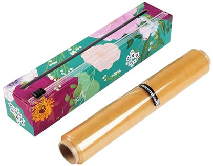 Chicwrap Spring Flowers Refillable Plastic Wrap Dispenser - One 12" x 250' Roll of Professional Grade Plastic Wrap - BPA Free and Kosher Certified - Reusable Dispenser w/Slide Cutter - style: Spring Flowers
