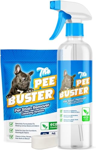 Pet Stain Remover – Refillable Cleaning Bottle with 5 Dissolvable Tablets – Multi-Surface Cleaner for Dog & Cat Urine on Carpet, Tile, Hardwood & Fabric