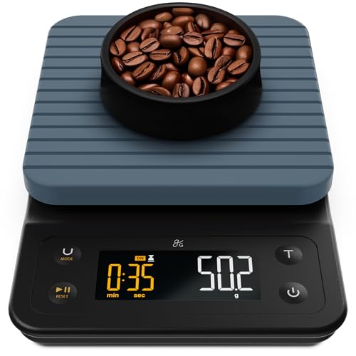 Greater Goods Coffee Scale with Timer, 0.1g Precision Digital Espresso & Pour Over Scale for Chemex, V60, Drip & Matcha Weighing, Waterproof Silicone Cover, 6.6lb Barista Brew Capacity (Stone Blue) - color: Stone Blue
