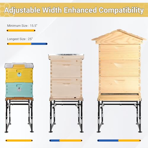 Upgrade Metal Hive Stand, Beehive Stand(Patent Pending) | Adjustable Height 15.5” - 21” & Width 15.5” - 25”, UV Resistant & Easy to Upgrade, Assemble Bee Stand for Beekeeping