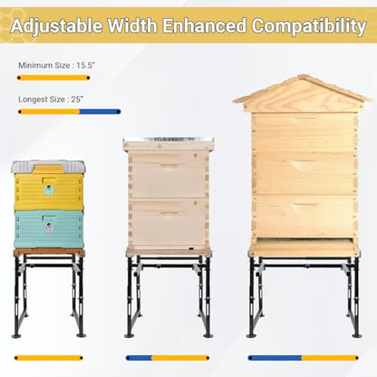 Upgrade Metal Hive Stand, Beehive Stand(Patent Pending) | Adjustable Height 15.5” - 21” & Width 15.5” - 25”, UV Resistant & Easy to Upgrade, Assemble Bee Stand for Beekeeping