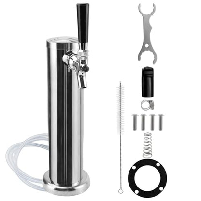 Kegerator Tower Single Faucet Beer Tower Beer Tap Beer Facet Tower Beer Tap Dispenser Stainless Steel Tower Brass Faucet Stainless Core Beer Tap Preassembled Line Keg Tower 3" Kegerator Tower for beer - size: Single Tap-Brass Faucets