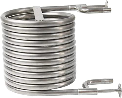Counterflow Wort Chiller - Homebrew Beer Cooler 14' Stainless Steel Beer Cooling Coil Pipe with 2 Out Channel (3/4'' & 1/2'' Thread)