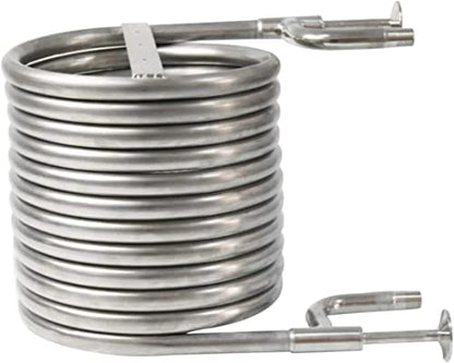 Counterflow Wort Chiller - Homebrew Beer Cooler 14' Stainless Steel Beer Cooling Coil Pipe with 2 Out Channel (3/4'' & 1/2'' Thread)