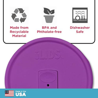 Wide-Mouth Mason Jar Drink Lid - USA Made, BPA-Free, Spill-Resistant for Coffee, Cold Brew & Iced Tea - Fits 3 3/8 in Ball & Kerr Wide Mouth - Pack of 2 - color: Mulberry