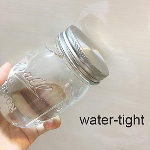 Stainless Steel Mason Jar Lids, Storage Caps with Silicone Seals for Regular Mouth Size Jars, Polished Surface, Reusable and Leak Proof, Pack of 12 (12-Pack Regular Mouth stainless steel) - size: 12-Pack Regular Mouth stainless steel