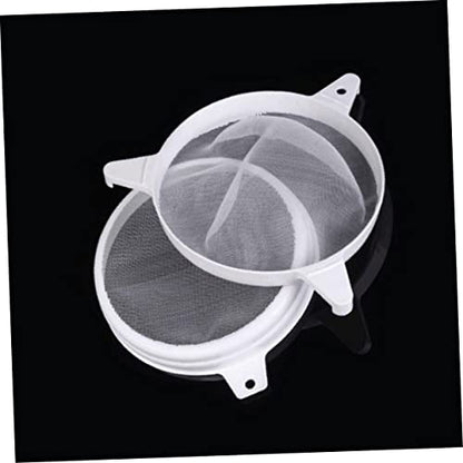 1PC Plastic Double Sieve Honey Filter Strainer Resistant Nylon Mesh Beekeeping Tool for Filtering Impurities Honey Practical Device for Beekeepers White