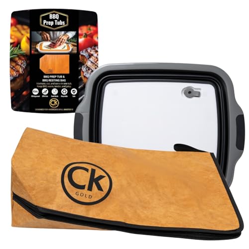 New LARGE Collapsible BBQ Prep Tub XL with LOCKING LID & Meat Resting Bag - BPA Free Cutting Board with Lid, Leak Free, Strong Drain Hole for Meal Prep, Marinating, Grilling & Food Storage (Black 16L) - color: Black
