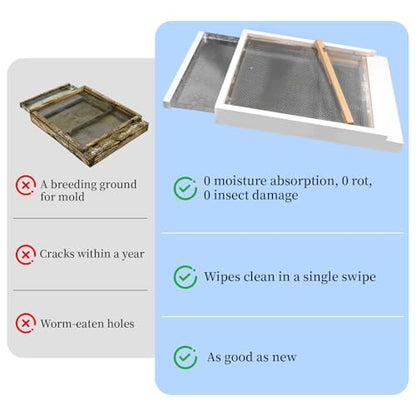 2 Pcs Bee Hive Metal Screened Bottom Board for 8-Frame Hives, Paint Finishing with Entrance Reducer Beehive Metal Screened Bottom Board for 8-Frame Langstroth Hives Beekeeping Supplies - size: 8-Frame