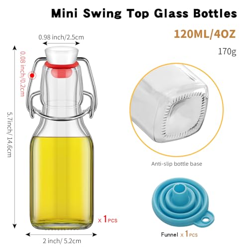 1Pc 4 oz Swing Top Glass Bottles,Flip Top Glass bottles with airtight Caps for Home Brewing Beer,Kombucha,2nd Fermentation,Kefir,Beverages,Soda,Oils,Vinegar,Limoncello,Vanilla extract (1PC) - size: 1PC