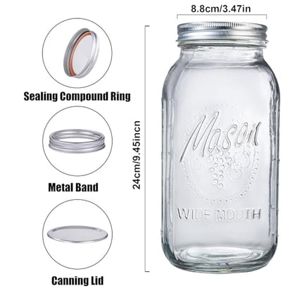 WELLIFE 6 Pack 64oz Wide Mouth Mason Jars,Half Gallon Mason Jar for Pickling, Canning, Fermenting and Food Storage, Microwave & Dishwasher Safe - color: Clear Mason Jars 64oz-6Pcs