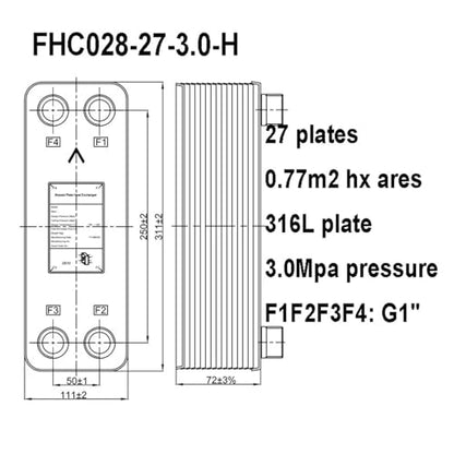 Female Thread Plate Wort Chiller Version 316L Stainless Steel Brazed Plate Heat Exchanger(FHC042G-60-4.5-HQ) - color: Fhc042g-60-4.5-hq