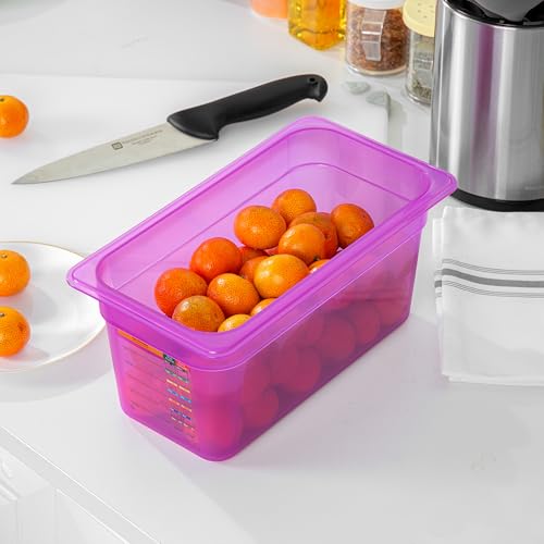 Restaurantware Food Storage Container 1 Pack of 5.6 qt Plastic Stackable Microwave-Safe Bin Dishwasher Safe Freezer Safe Purple Containers for Kitchen Storage - size: 1/3 Size