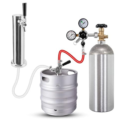 MRbrew Draft Beer Line with Barb Connector, Kegerator Accessory Kit Beer tower Brewing Tubing Hose, 5 Feet Clear Vinyl Tubing Draft Beer Dispensing 3/16" ID 7/16" OD Tubing Hose for Beer Tap D Coupler