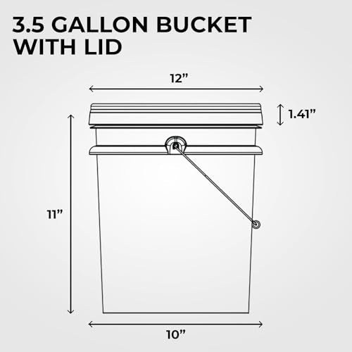 3.5-Gallon White Bucket Pail Container with Lid | Food Grade | Heavy-Duty Approx 90 MIL Extra Durable | Metal Handles with Plastic Grip | Multi-Use | Easy Stack and Store | BPA Free - 1 Pack - color: White - 3.5 Gallon, size: 1 Packs