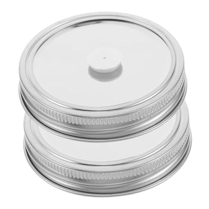 Garneck 2pcs Mason Jar Vacuum Sealer Lids Wide Mouth Stainless Steel Jar Lids Split Design for Canning Fermentation