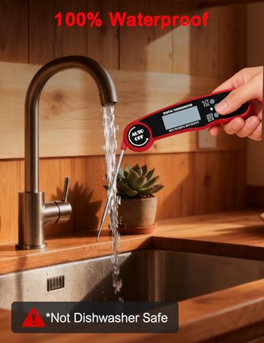 Meat Thermometer Digital, Instant Read Food Thermometer for Cooking Grill BBQ Fryer, Waterproof & Backlit Display Digital Meat Thermometer - Kitchen Gadgets, Turkey Thermometer